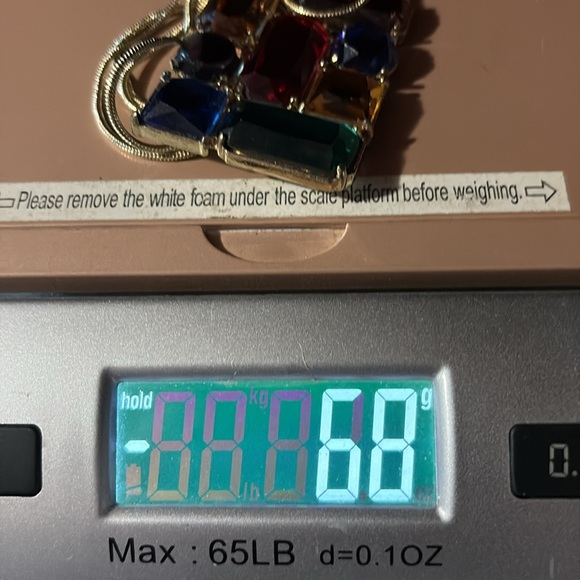 VINTAGE MULTICOLORED RHINESTONE PENDANT DOUBLE SNAKE CHAIN 18-21" NECKLACE - Picture 10 of 12